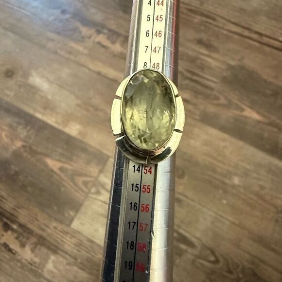 Sterling Silver Green Amethyst Ring – Elegant Faceted Prasiolite Gemstone Size 6 - Picture 2 of 4